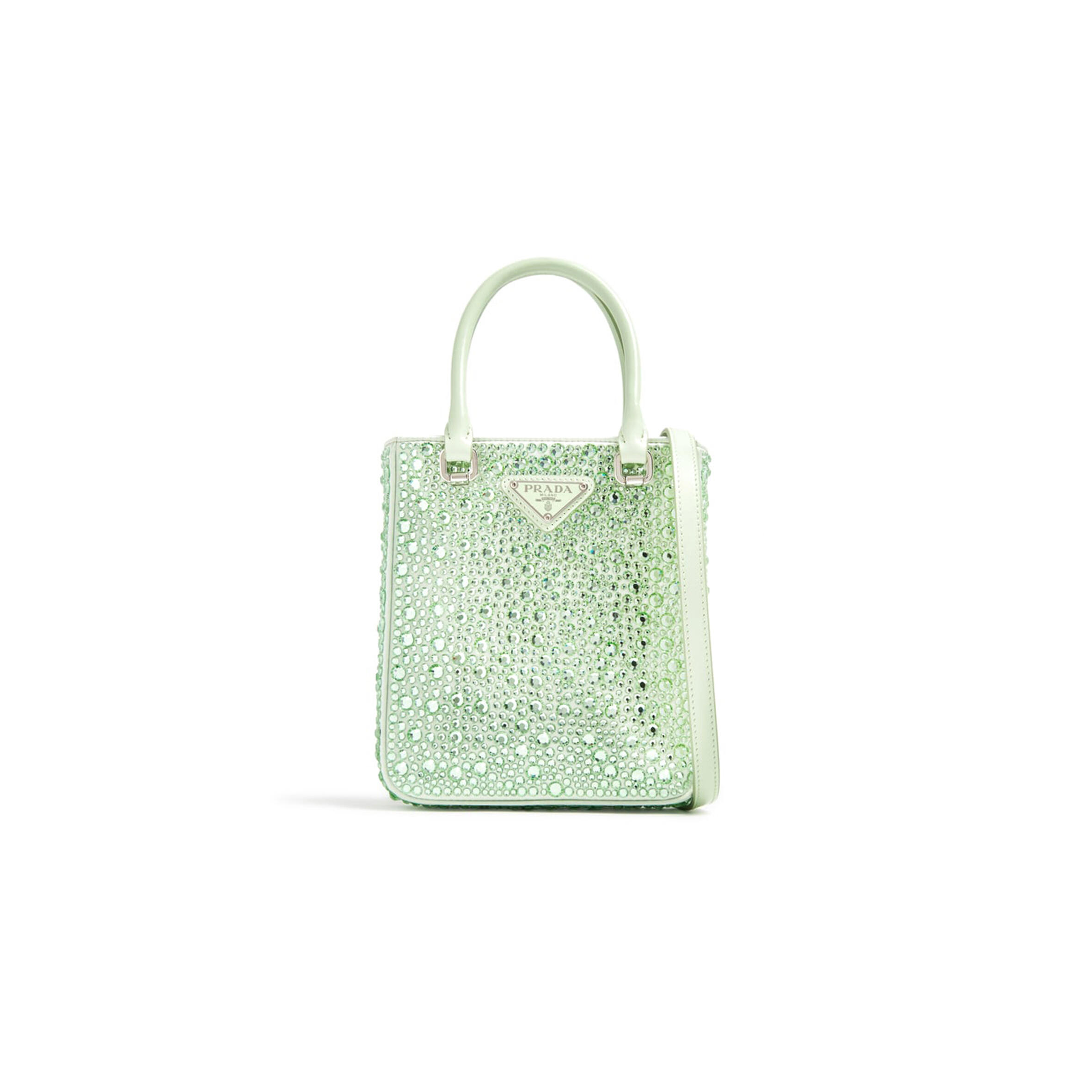 PRADA SMALL CRYSTAL SATIN TOTE BAG 1BA331 (17.5*15*5cm)